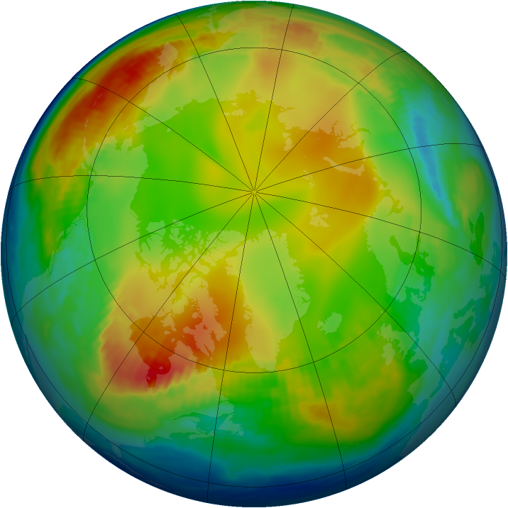 Arctic ozone map for 13 January 1988